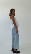 Load image into Gallery viewer, PRE-ORDER Sago pant - Blue green check cotton
