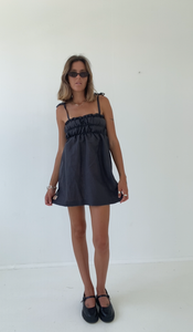 PRE-ORDER Sago scrunch dress - Charcoal cotton