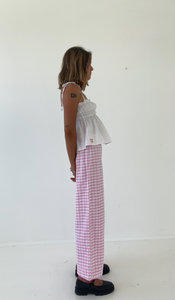 PRE-ORDER Sago pant - Pink gingham cotton