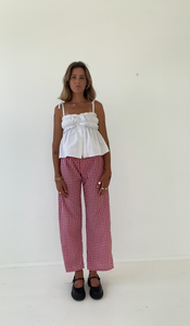 PRE-ORDER Sago pant - Red gingham cotton