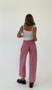 PRE-ORDER Sago pant - Red gingham cotton