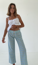Load image into Gallery viewer, PRE-ORDER Sago pant - Blue green check cotton
