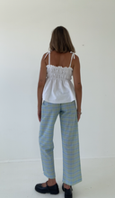 Load image into Gallery viewer, PRE-ORDER Sago pant - Blue green check cotton
