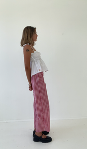 PRE-ORDER Sago pant - Red gingham cotton