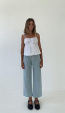 Load image into Gallery viewer, PRE-ORDER Sago pant - Blue green check cotton

