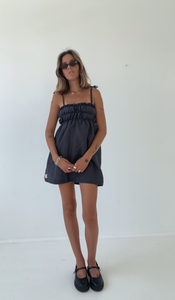 PRE-ORDER Sago scrunch dress - Charcoal cotton