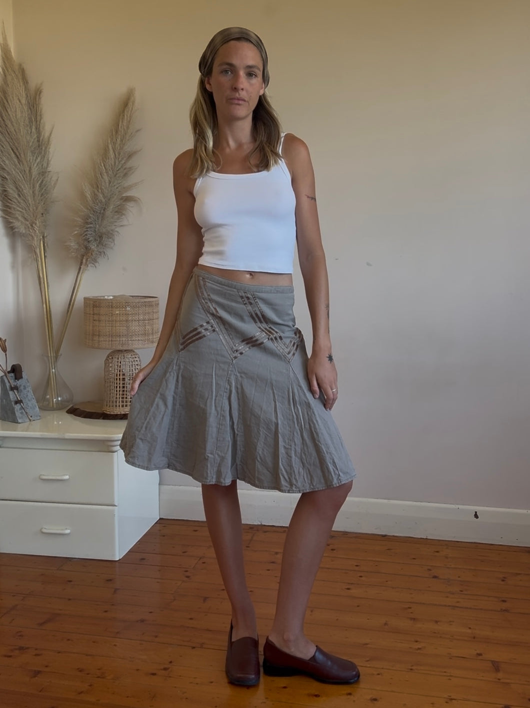 linen/ cotton midi skirt