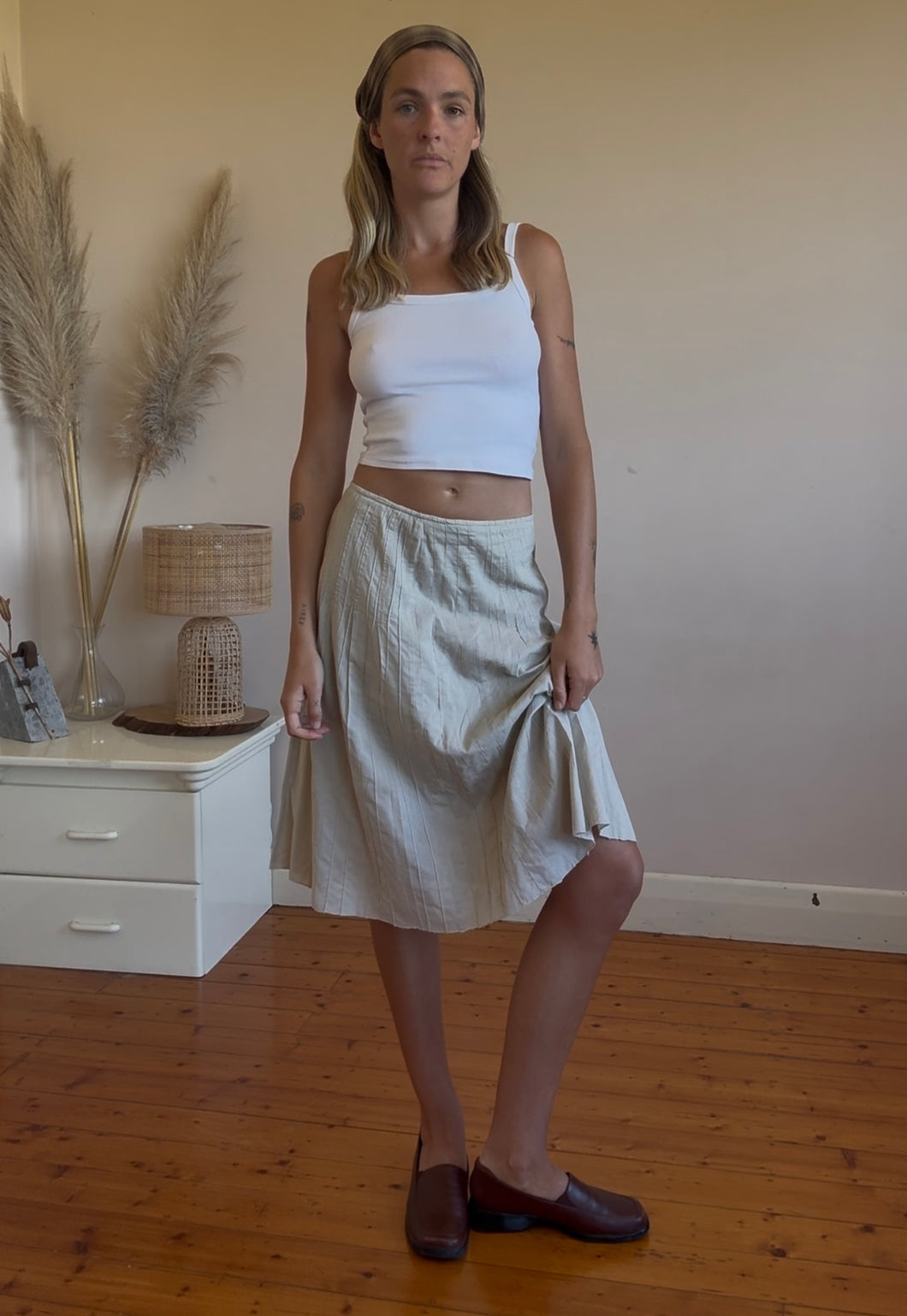90's pure cotton midi skirt