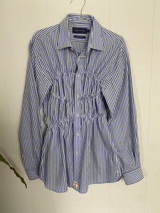 Sago scrunch top // Blue stripe // size M-L