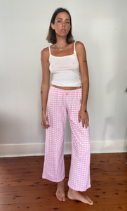 SagoBasic pant// Pink gingham cotton