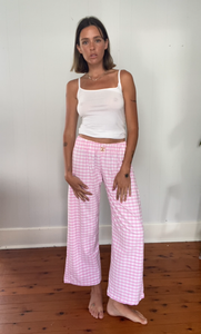 SagoBasic pant// Pink gingham cotton