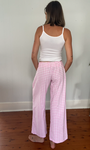 SagoBasic pant// Pink gingham cotton