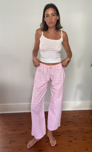 SagoBasic pant// Pink gingham cotton